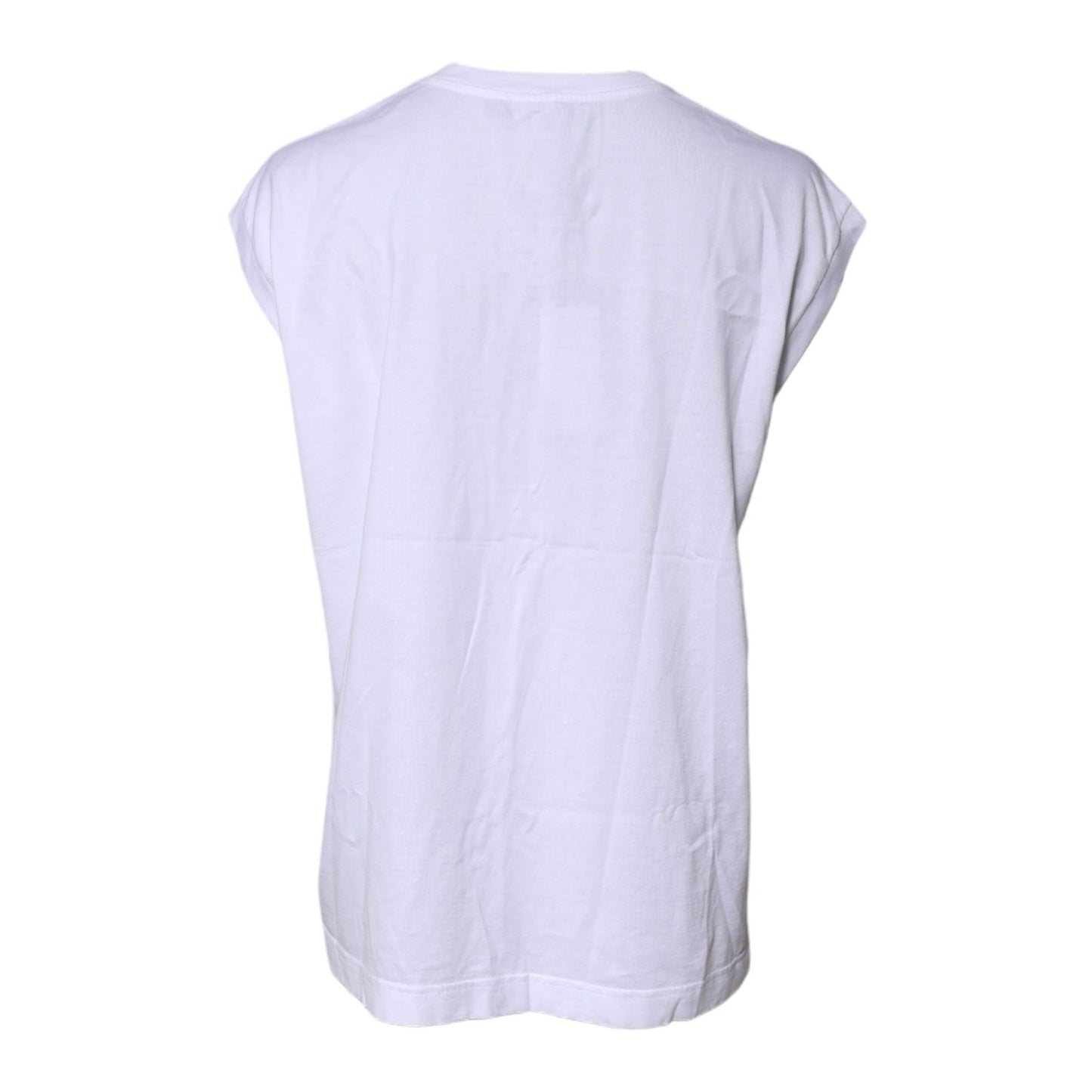 Dolce & Gabbana White Cotton Sleeveless Round Neck Tank Top