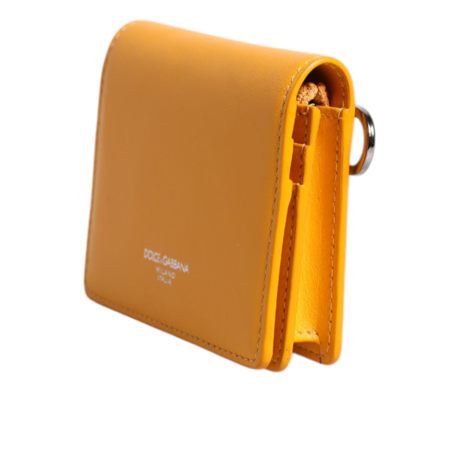 Dolce & Gabbana Yellow Leather Bifold Card Holder Crossbody Bag