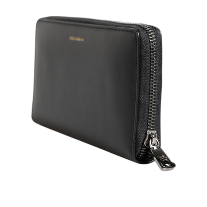 Dolce & Gabbana Black Blue Exotic Leather Embossed Continental Wallet