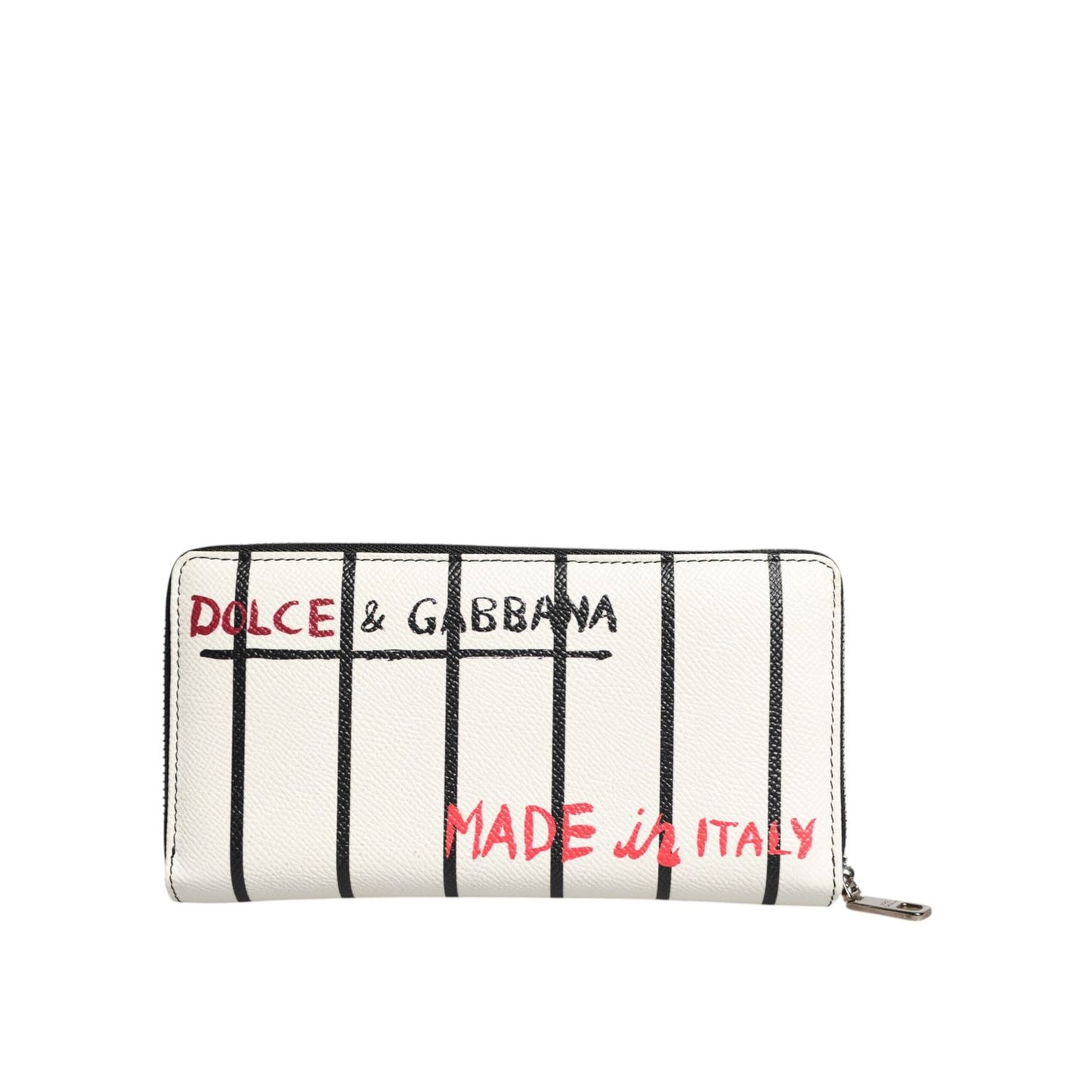 Dolce & Gabbana White Leather DG Crown Royals Continental Zip Around Wallet