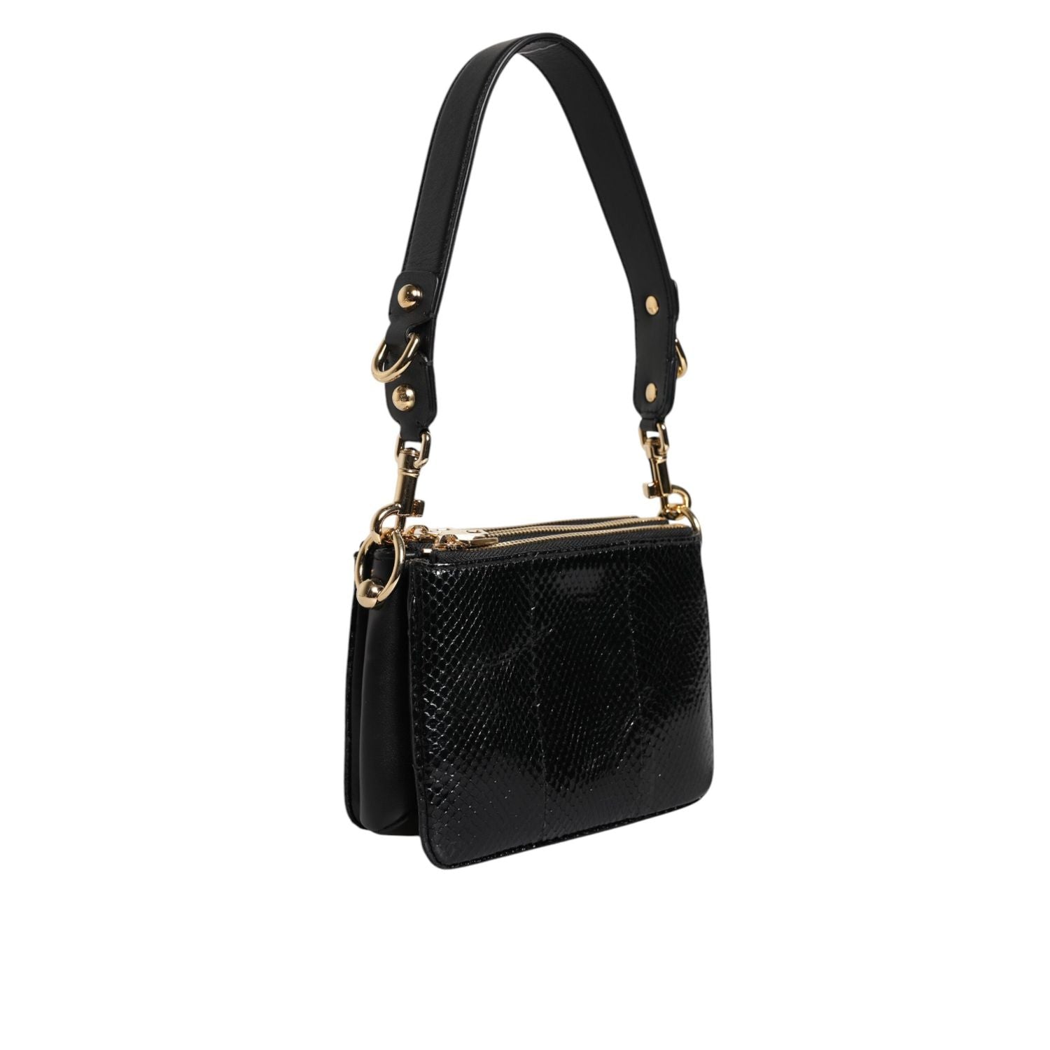 Dolce & Gabbana Black Exotic Leather Shoulder Sling Clutch Bag