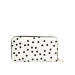 Dolce & Gabbana White Black Striped Leather Zip Around Continental Wallet