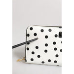 Dolce & Gabbana White Black Striped Leather Zip Around Continental Wallet