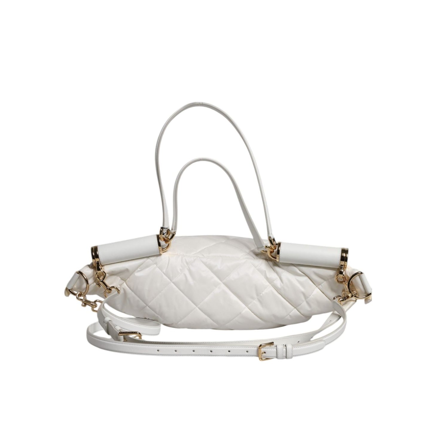 Dolce & Gabbana White Quilted Logo Plaque Belt Waist Fanny Pack Bag