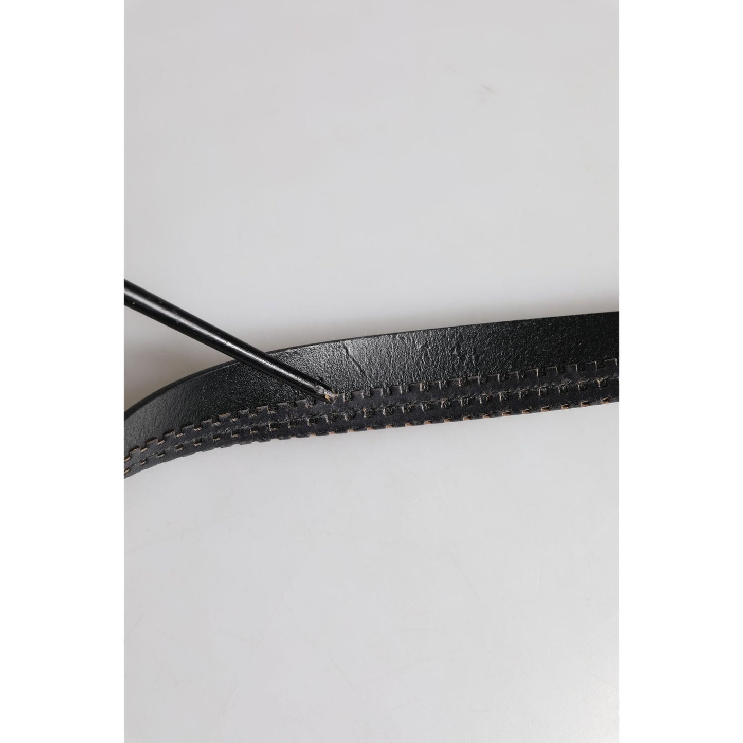 Dolce & Gabbana Black Leather Silver Tone Metal Buckle Belt