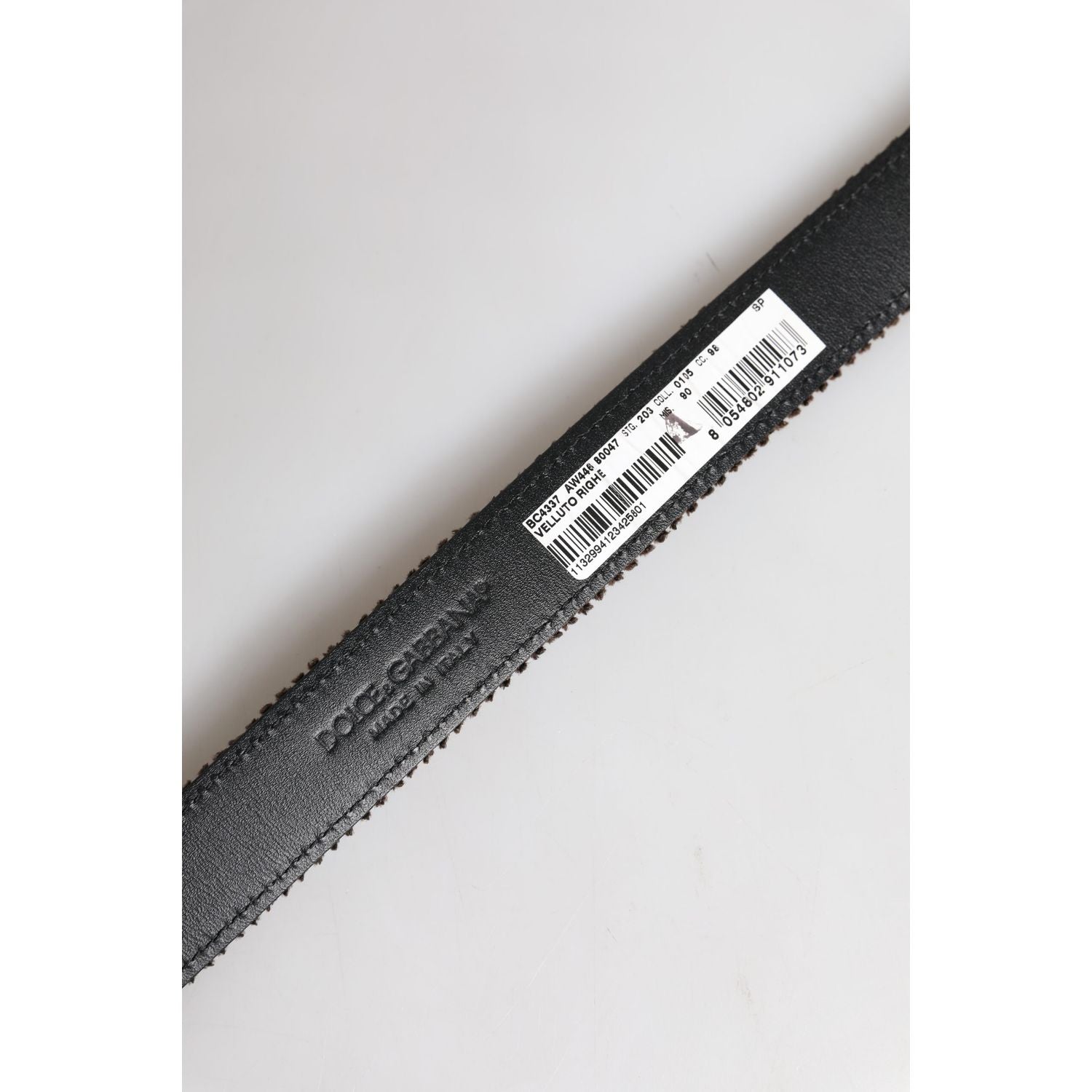 Dolce & Gabbana Brown Velvet Metal Buckle Classic Belt