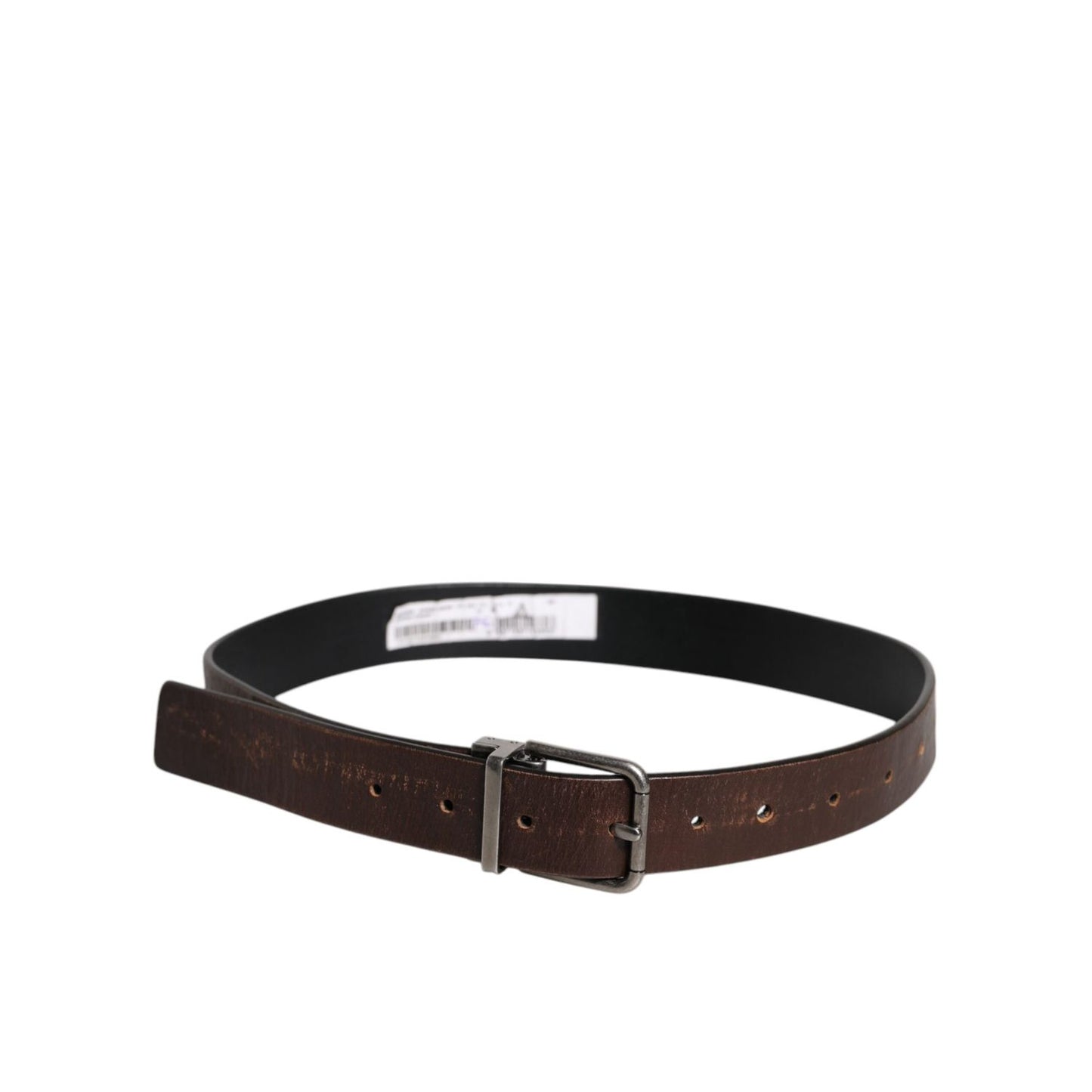 Dolce & Gabbana Brown Solid Leather Classic Waist Buckle Belt BEL9307-75
