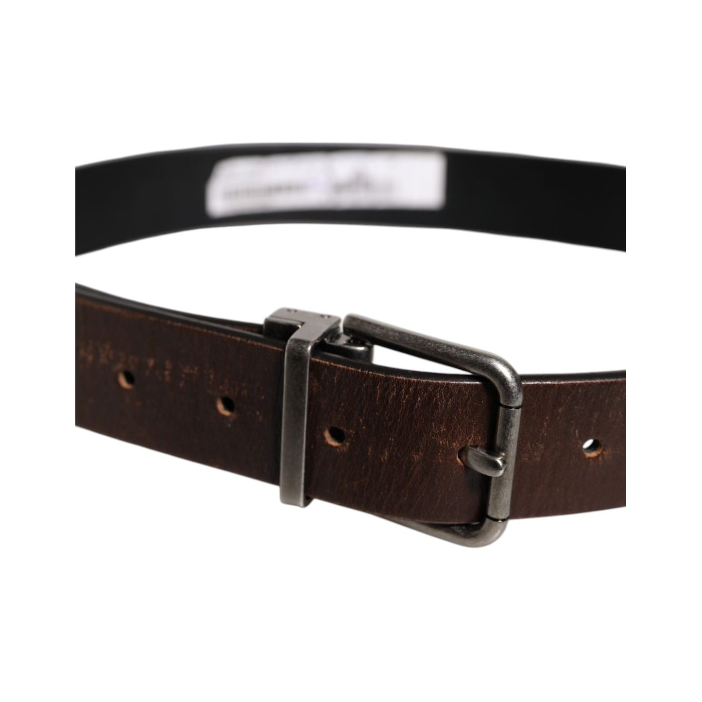 Dolce & Gabbana Brown Solid Leather Classic Waist Buckle Belt BEL9307-75