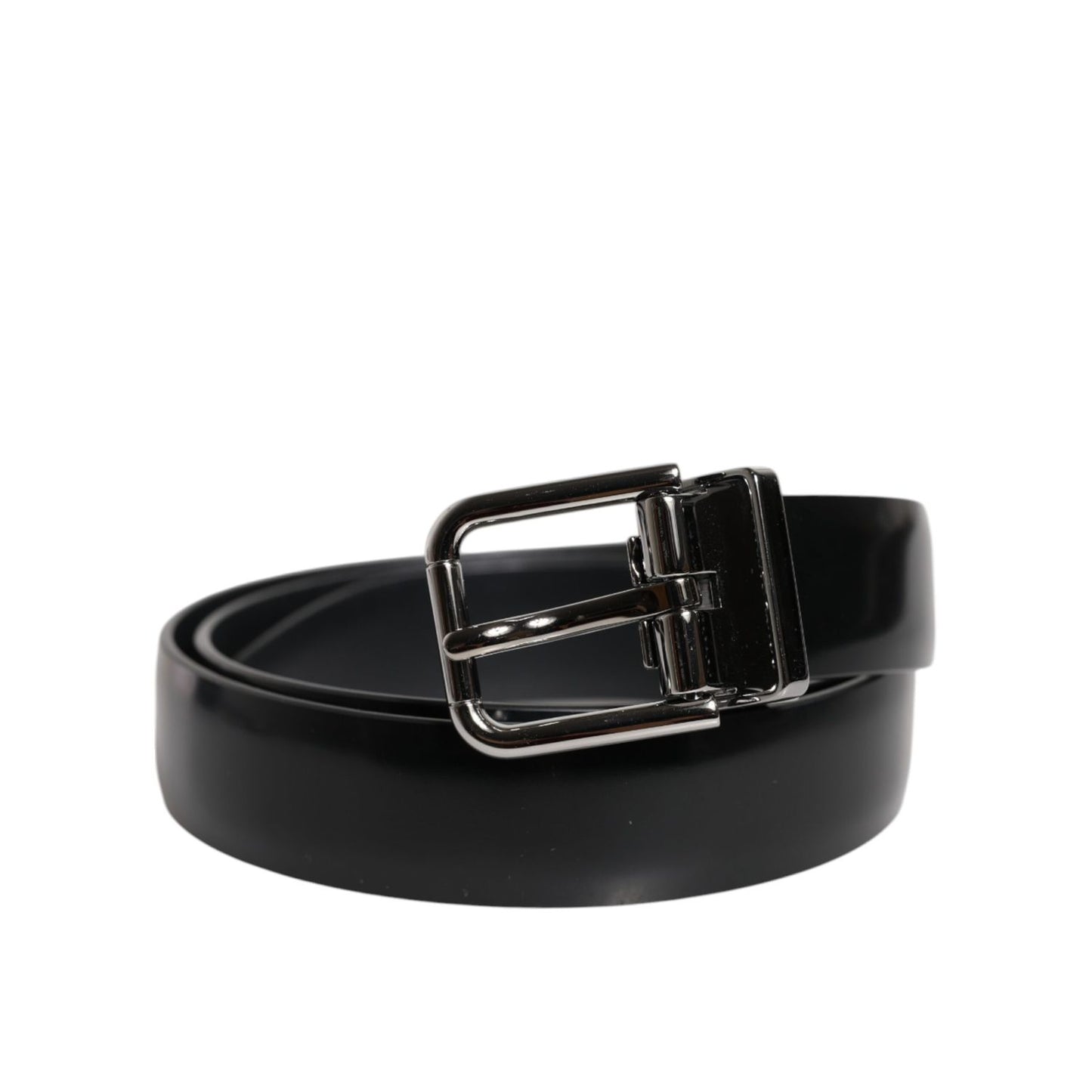 Dolce & Gabbana Black Solid Leather Classic Waist Buckle Belt
