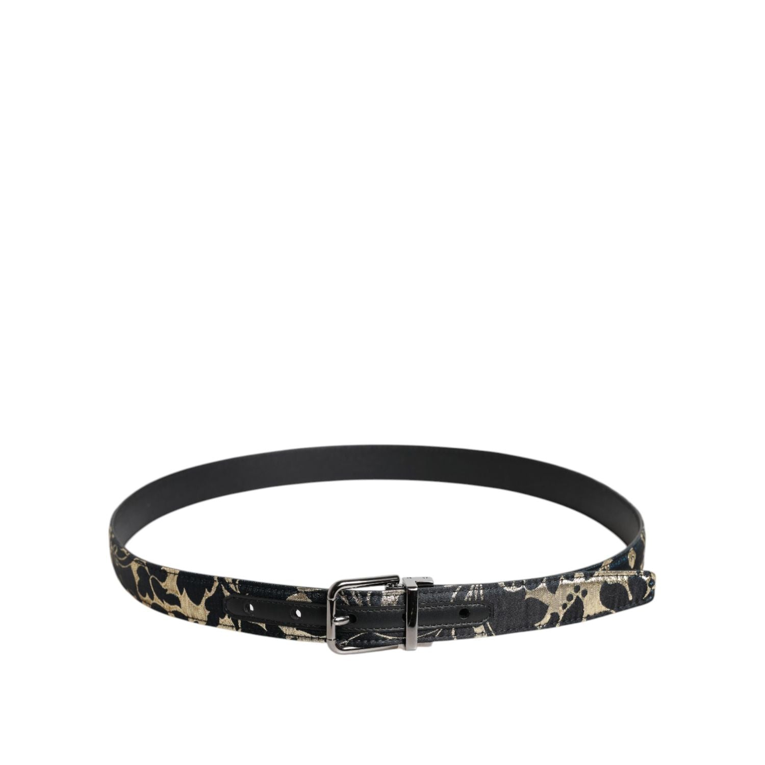 Dolce & Gabbana Multicolor Jacquard Leather Logo Buckle Belt