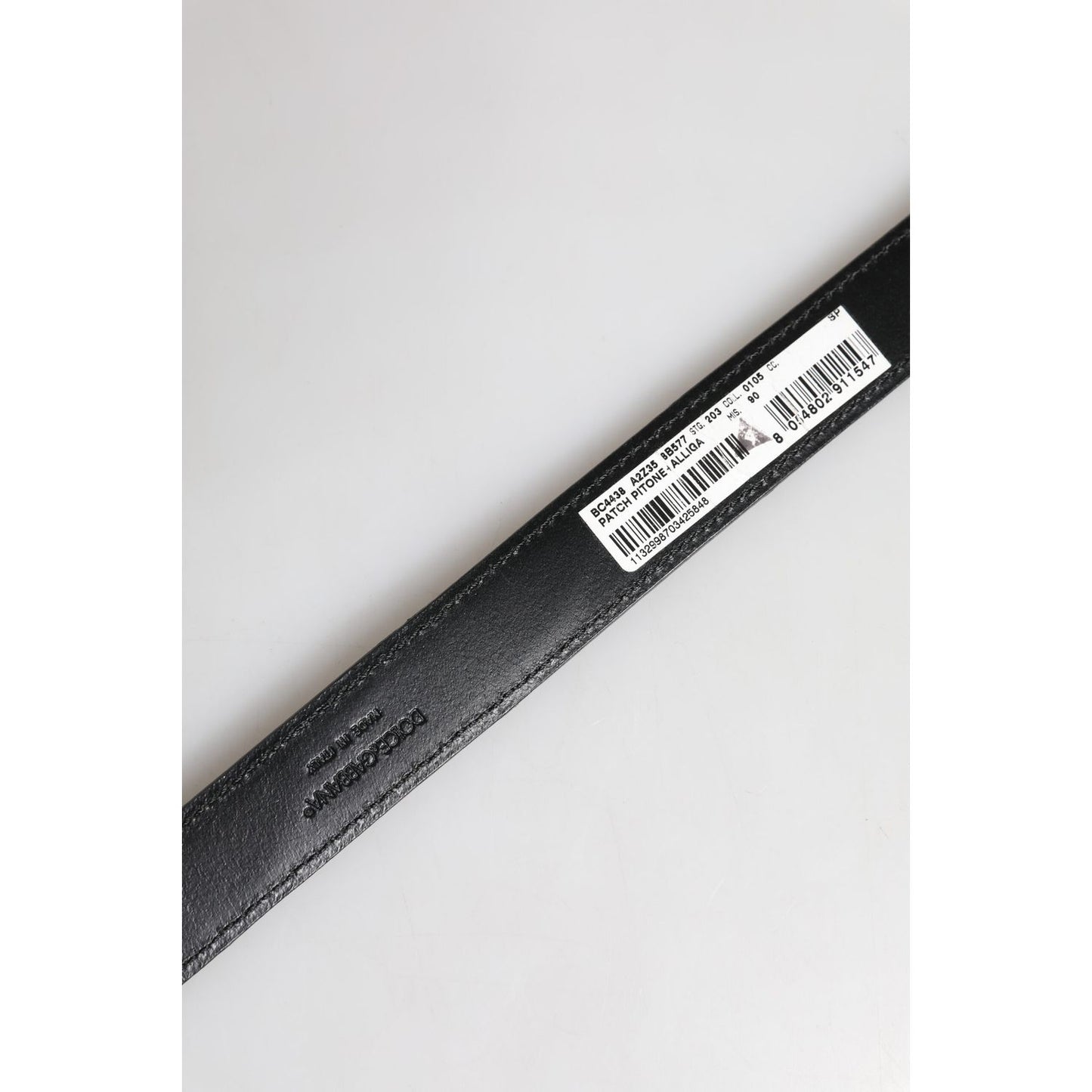 Dolce & Gabbana Black Exotic Leather Metal Logo Buckle Belt