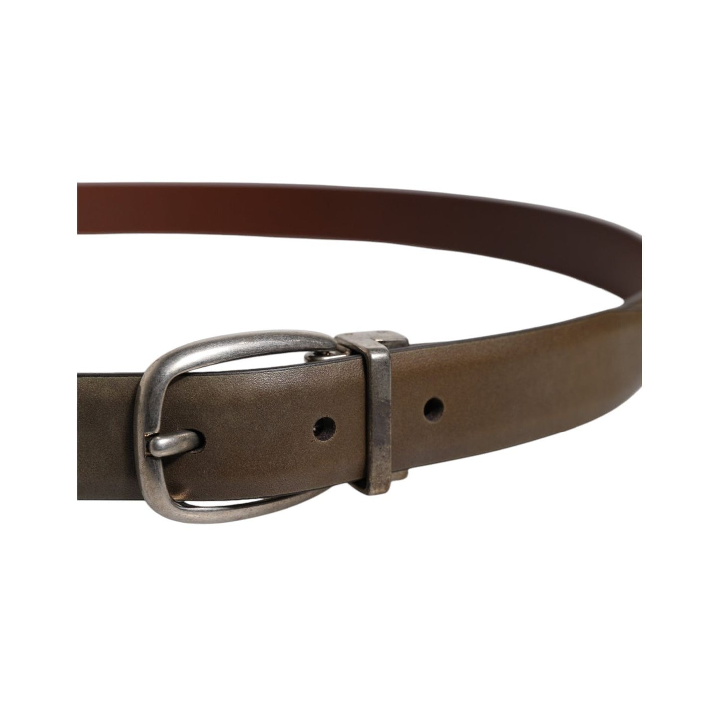 Dolce & Gabbana Brown Leather Classic Metal Logo Buckle Belt