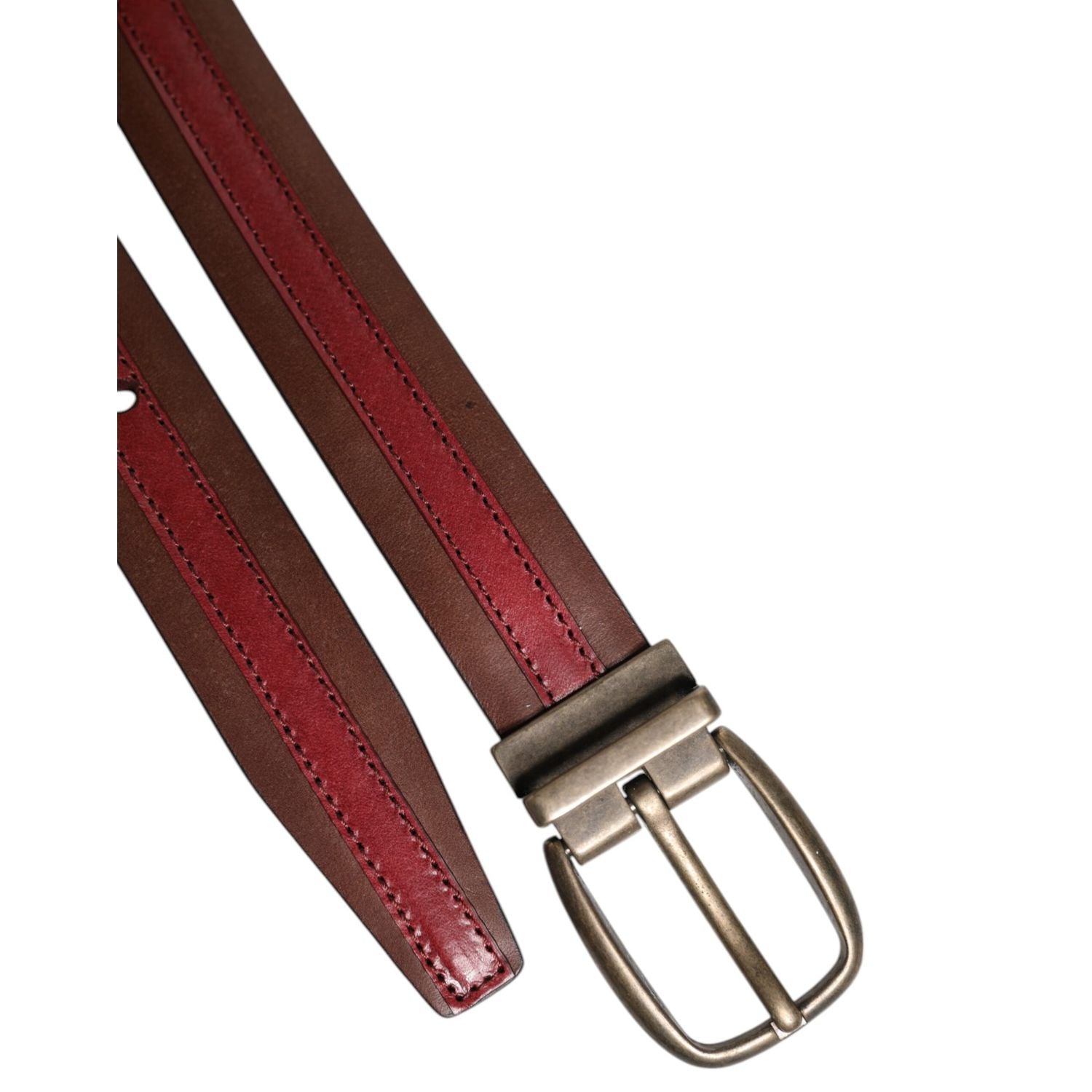 Dolce & Gabbana Burgundy Leather Metal Logo Buckle Belt