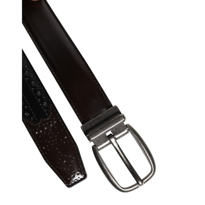 Dolce & Gabbana Black Brown Leather Classic Metal Buckle Belt