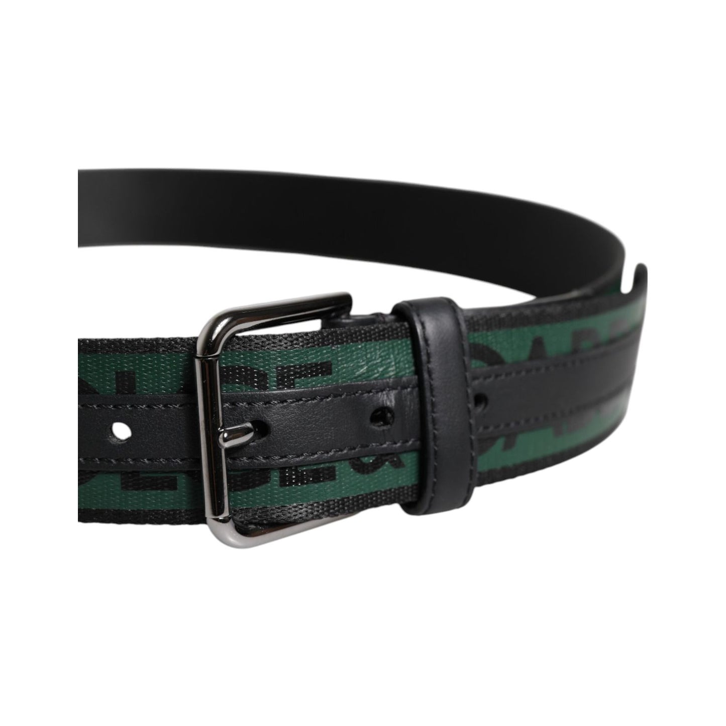 Dolce & Gabbana Green Black Classic Metal Logo Buckle Belt