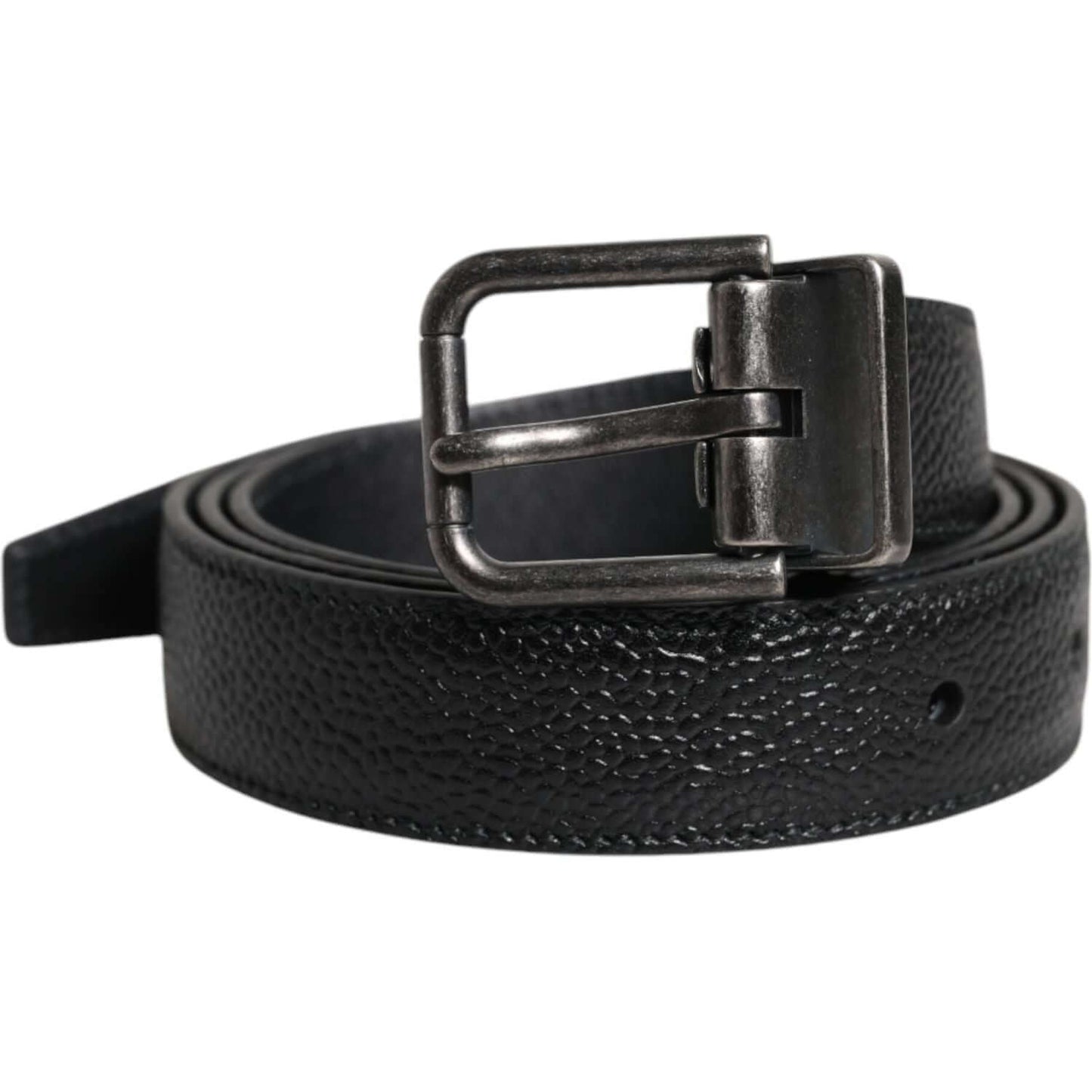 Dolce & Gabbana Black Calf Leather Classic Metal Buckle Belt