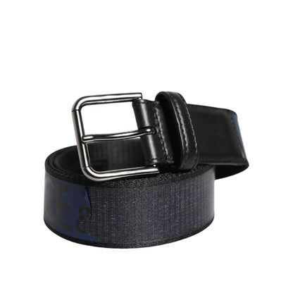 Dolce & Gabbana Black Blue Polyester Printed Metal Buckle Belt