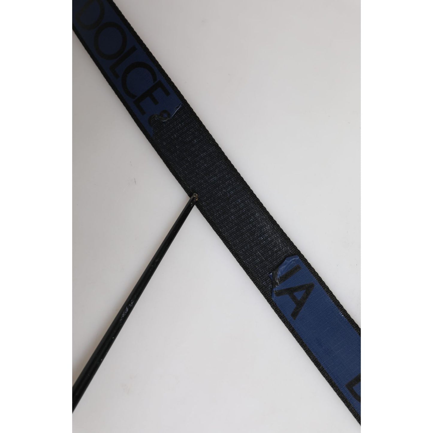 Dolce & Gabbana Black Blue Polyester Printed Metal Buckle Belt