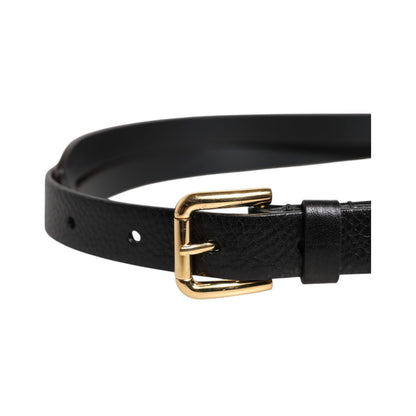 Dolce & Gabbana Black Leopard Classic Gold Metal Buckle Belt