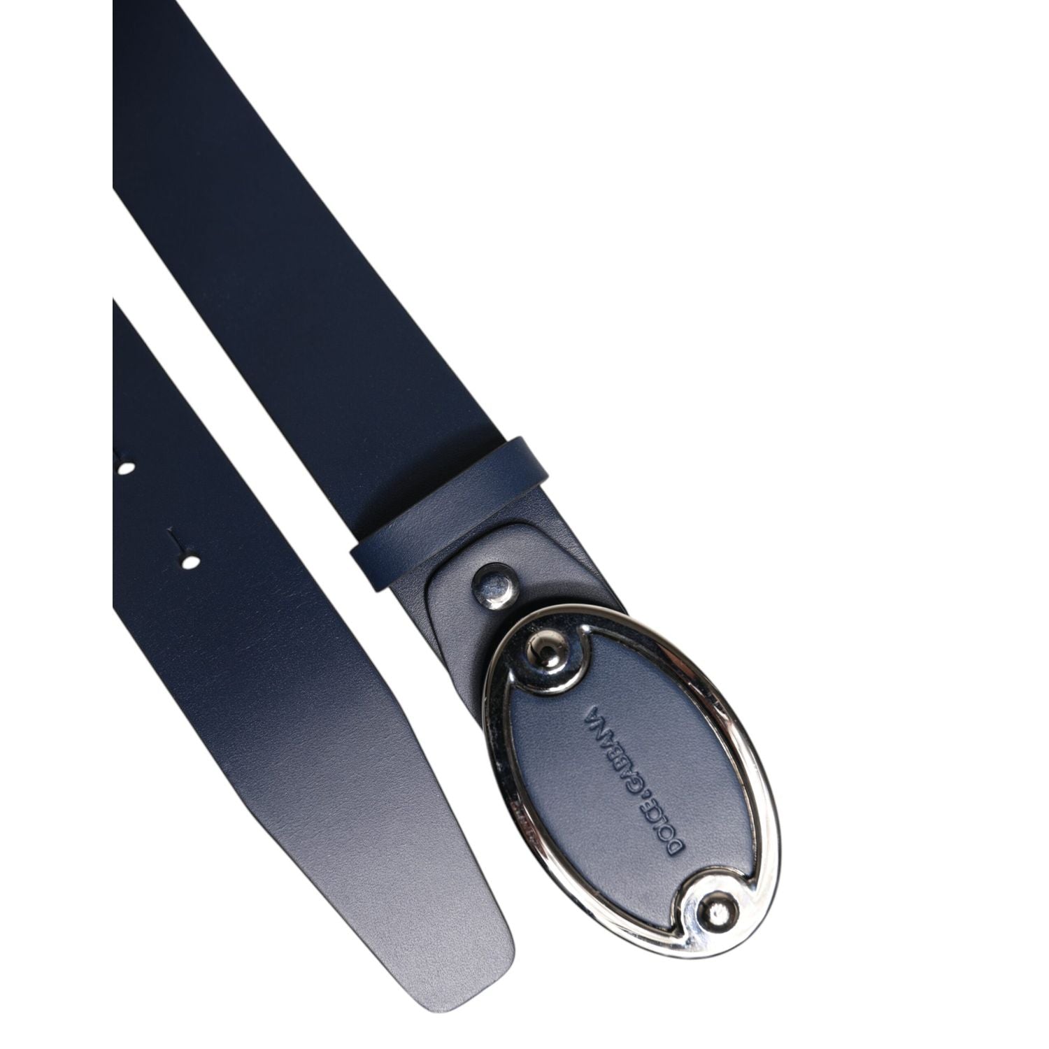 Dolce & Gabbana Blue Leather Classic Metal Logo Buckle Belt