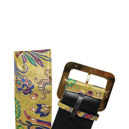 Dolce & Gabbana Multicolor Floral Jacquard Wide Waist Belt