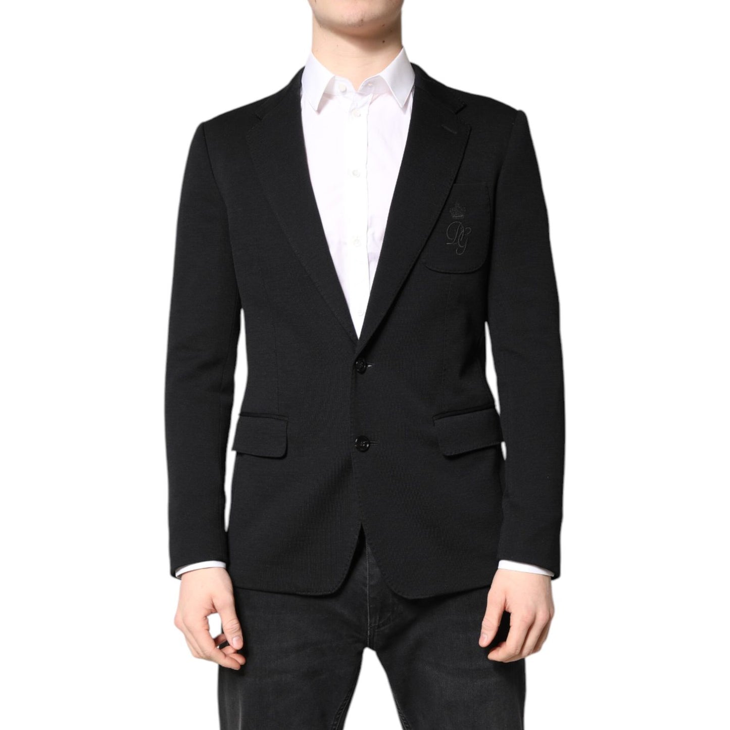 Dolce & Gabbana Black Wool Slim Fit Coat Blazer Jacket Suit
