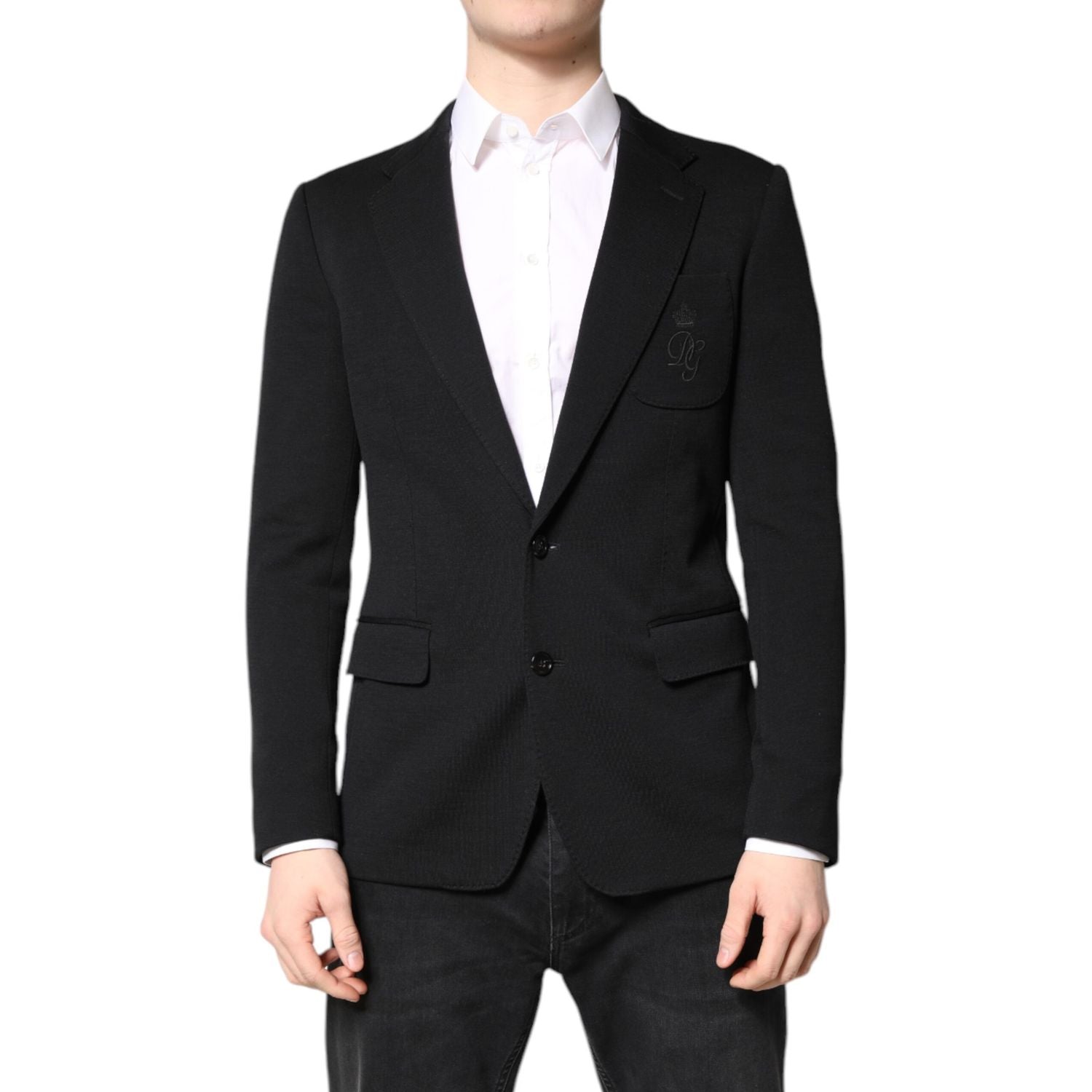 Dolce & Gabbana Black Wool Slim Fit Coat Blazer Jacket Suit