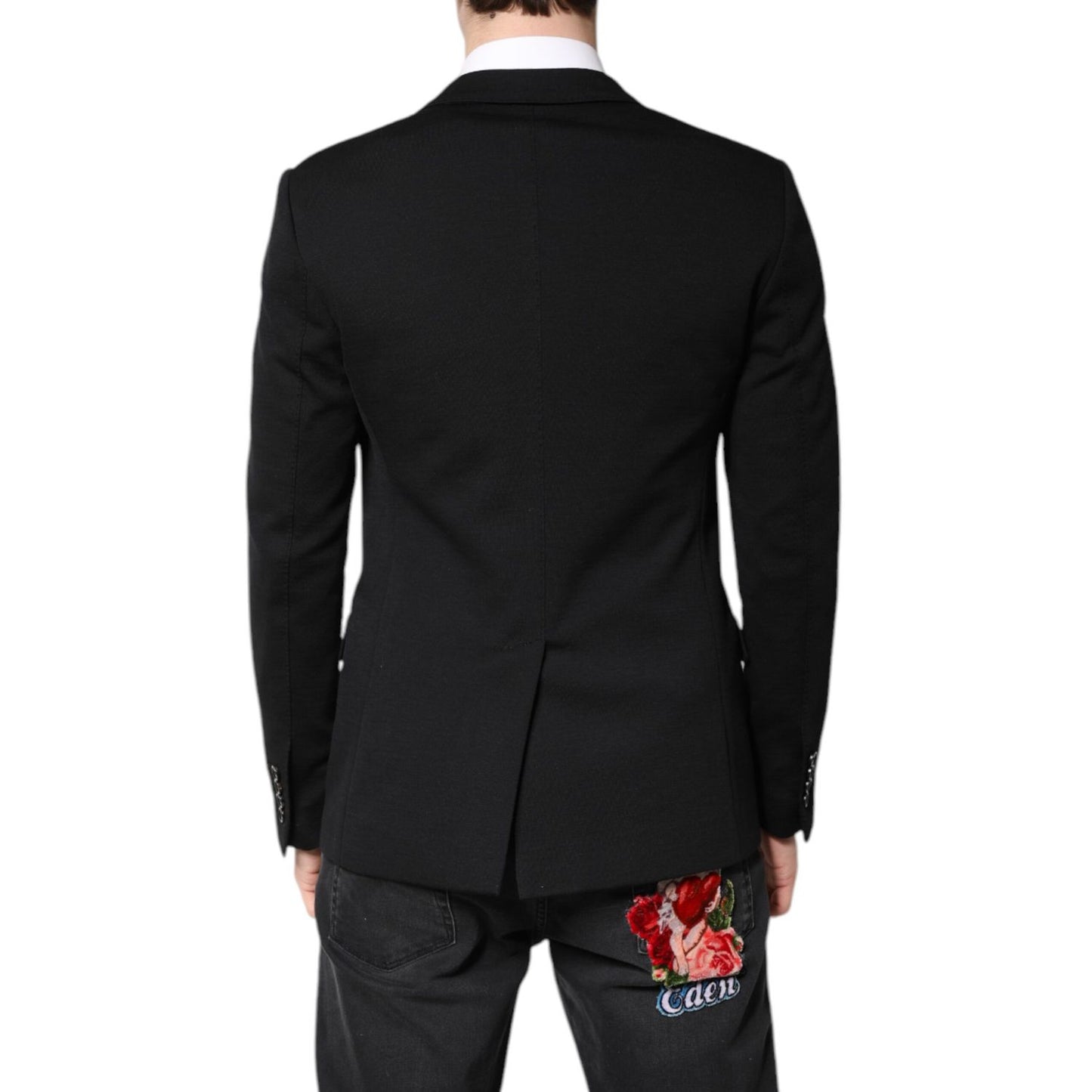 Dolce & Gabbana Black Wool Slim Fit Coat Blazer Jacket Suit
