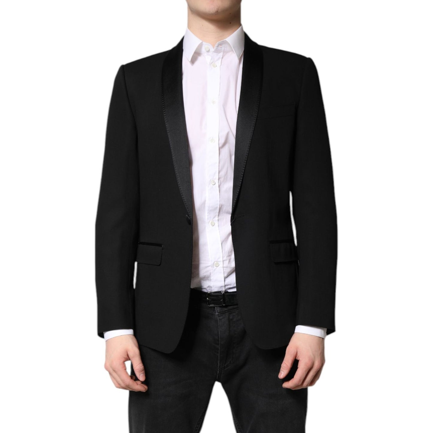 Dolce & Gabbana Black Single Breasted Men Coat MARTINI Blazer