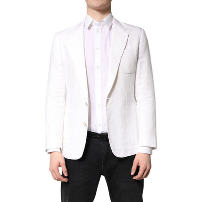 Dolce & Gabbana White Single Breasted Men Coat Blazer Suit