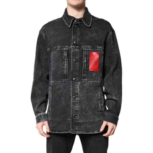 Dolce & Gabbana Black Logo Cotton Stretch Denim Jacket JKT41476-52