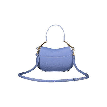Coccinelle Light Blue Leather Women Handbag with adjustable strap and twist closure, perfect for stylish versatility and organization.