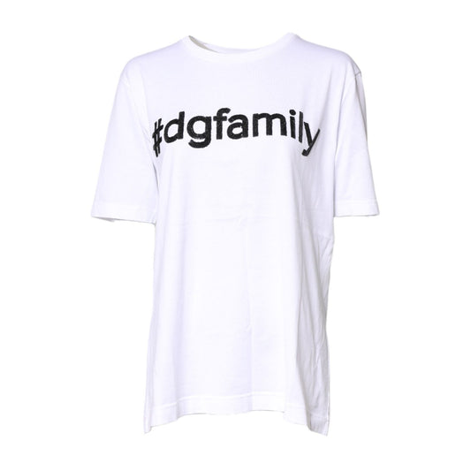 Dolce & Gabbana White #DGFamily Print Cotton Crew Neck T-shirt