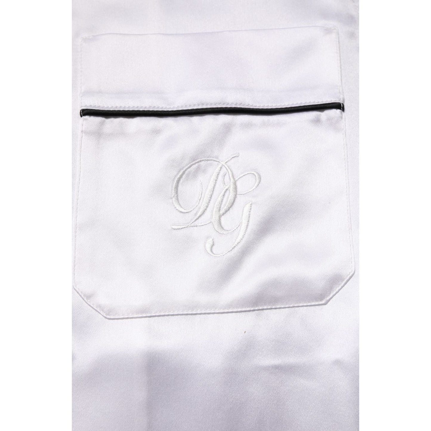 Dolce & Gabbana White Satin Silk Men Pajama Set Sleepwear