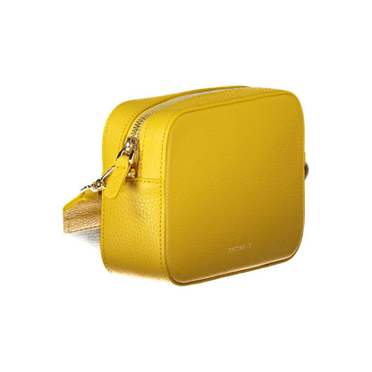 Coccinelle Yellow Leather Women Handbag with detachable strap, crafted from luxurious leather with vibrant yellow hues.