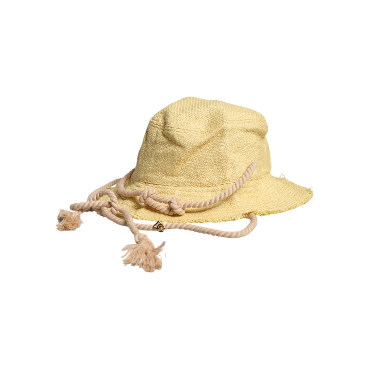 Dolce & Gabbana Yellow Cotton Wide Brim Bucket
