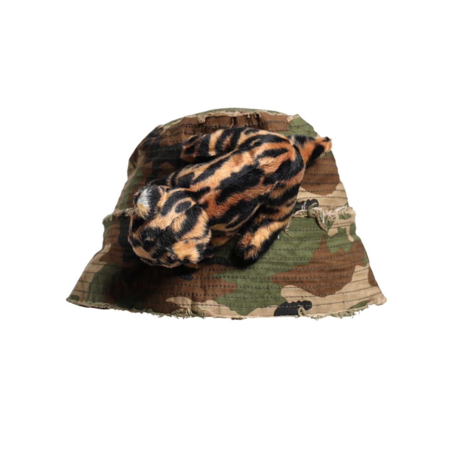 Dolce & Gabbana Multicolor Leopard Embellish Wide Brim Bucket Hat