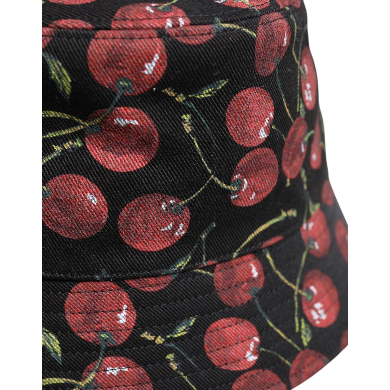 Dolce & Gabbana Black Cotton Printed Wide Brim Bucket Hat