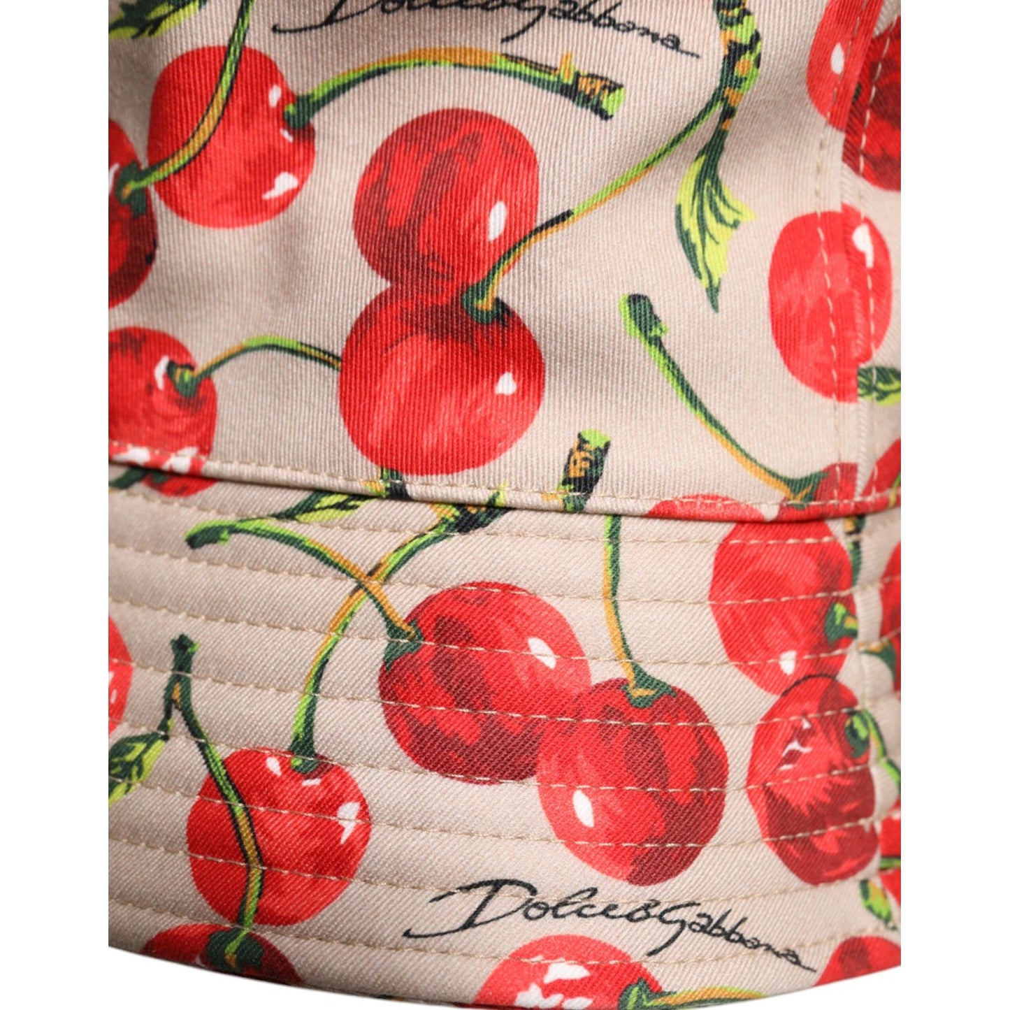 Dolce & Gabbana Beige Cotton Printed Wide Brim Bucket Hat