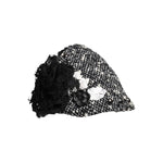 Dolce & Gabbana Black Wool White Floral Embellished Cloche Hat HAT9672