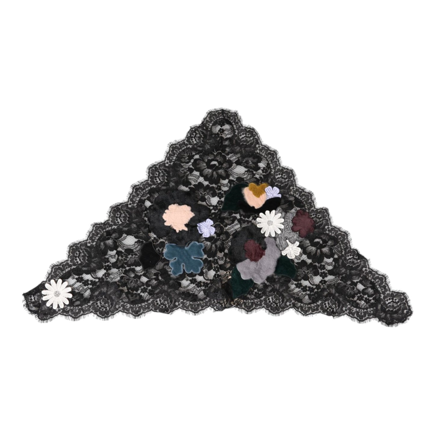 Dolce & Gabbana Black Lace Floral Applique Cotton Veil Hat HAT9708-40