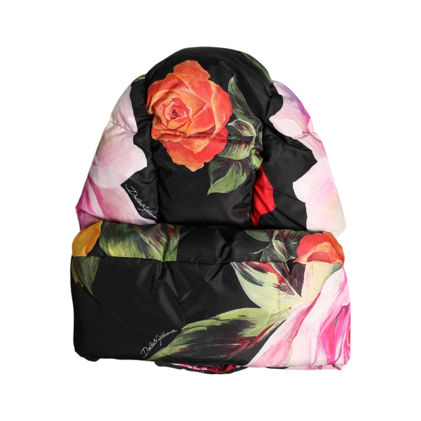 Dolce & Gabbana Black Floral Print Whole Head Wrap Hat HAT9747