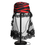 Dolce & Gabbana Black Red Stripes Lace Tulle Bucket Hat HAT9799-57