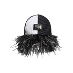 Dolce & Gabbana White Black Polka Dot Feathers Baseball Cap HAT9831-56