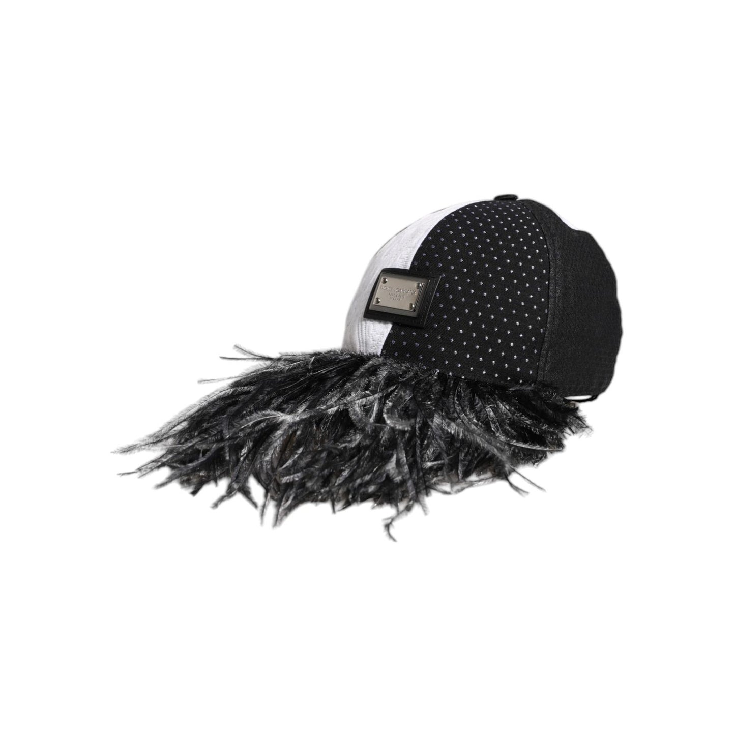 Dolce & Gabbana White Black Polka Dot Feathers Baseball Cap HAT9831-56