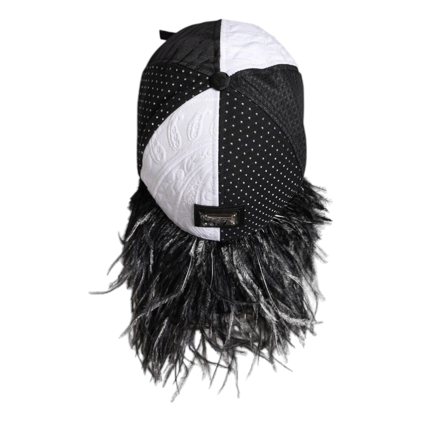 Dolce & Gabbana White Black Polka Dot Feathers Baseball Cap HAT9831-56