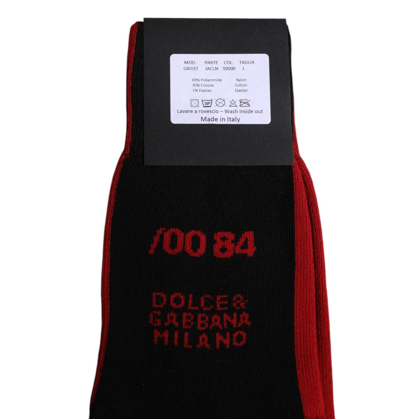 Dolce & Gabbana Black Nylon DG Logo Mid Calf Men Socks SCS2186-L