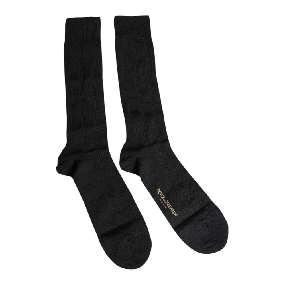 Dolce & Gabbana Black Stretch Logo Mid Calf Men Socks SCS2235-L