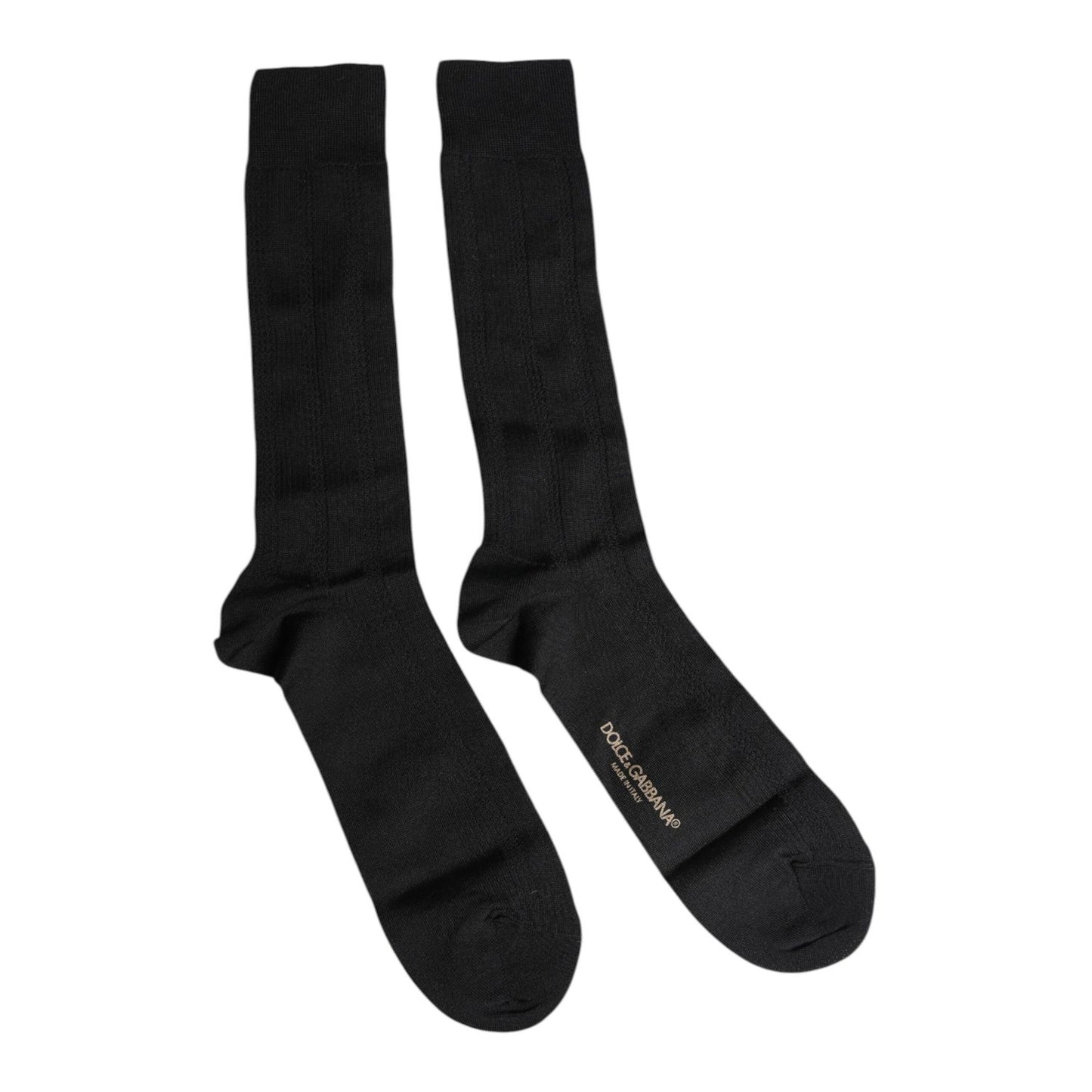 Dolce & Gabbana Black Stretch Logo Mid Calf Men Socks SCS2235-L