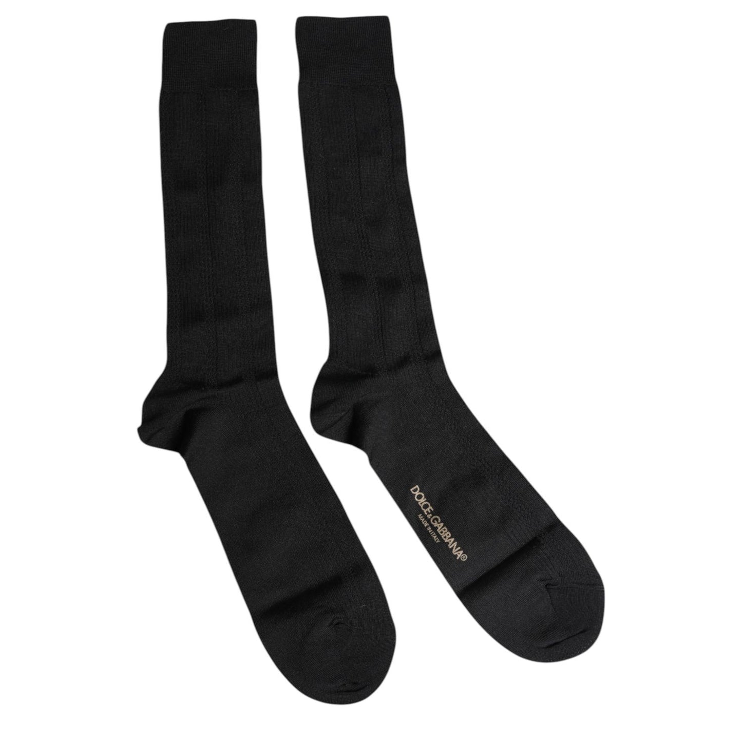 Dolce & Gabbana Black Stretch Logo Mid Calf Men Socks SCS2235-L